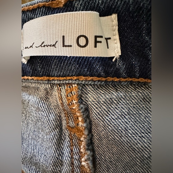 LOFT Dark Blue Straight High Rise Tuxedo Stripe Jeans 16 NWT - Picture 5 of 6